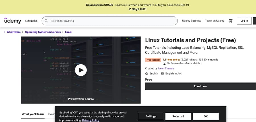 Free Ubuntu Course on Linux Tutorials and Projects by Udemy
